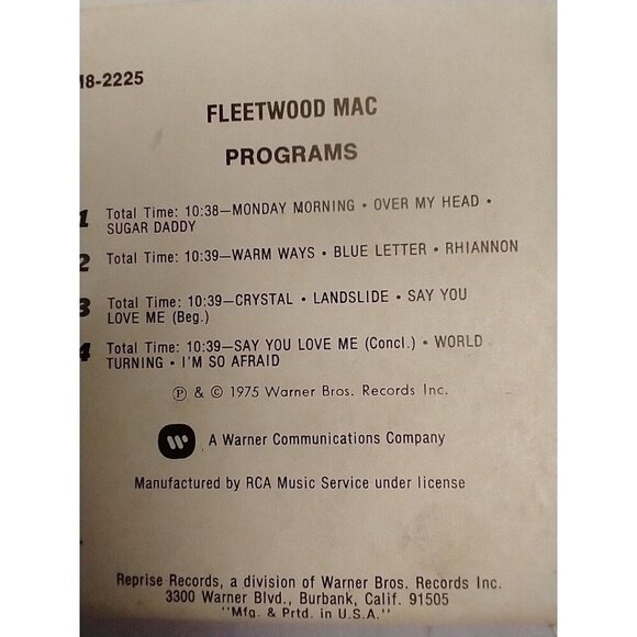 1975 Fleetwood Mac 8 Track Tape M8-2225 - Picture 4 of 6